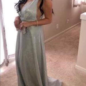 Silver/grey very sparkle dress with a little train